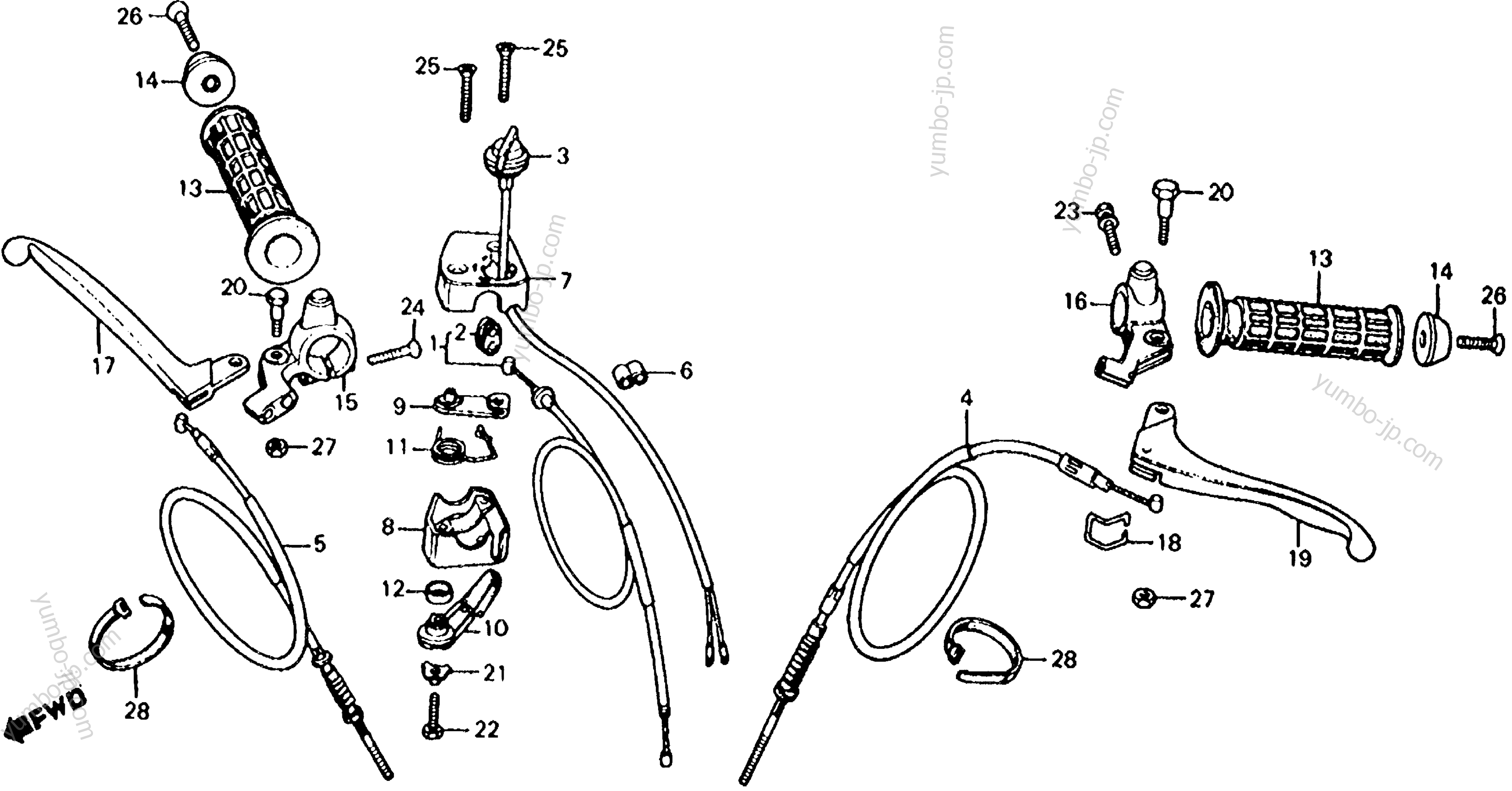 CONTROL LEVERS / CABLES / SWITCHES для квадроциклов HONDA ATC200 A 1981 г.