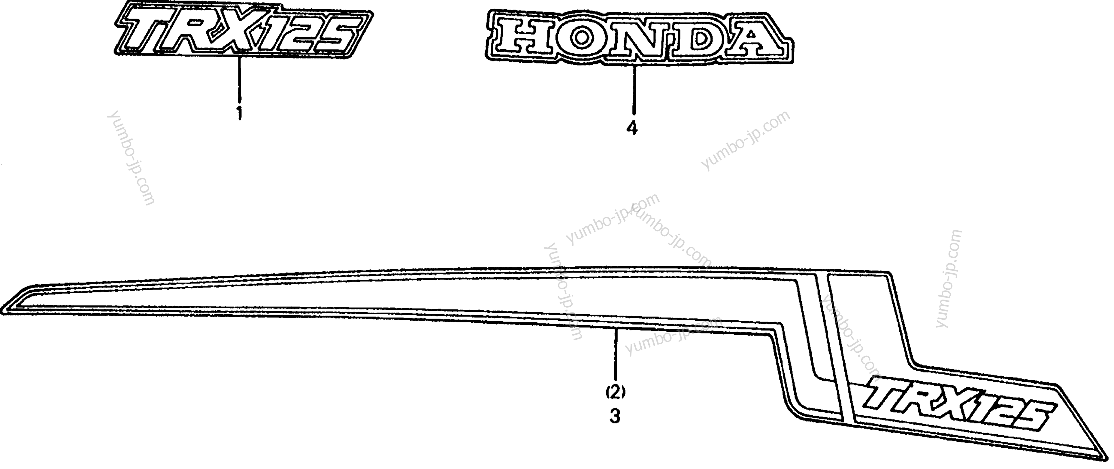 STRIPES / LABELS для квадроциклов HONDA TRX125 A 1985 г.