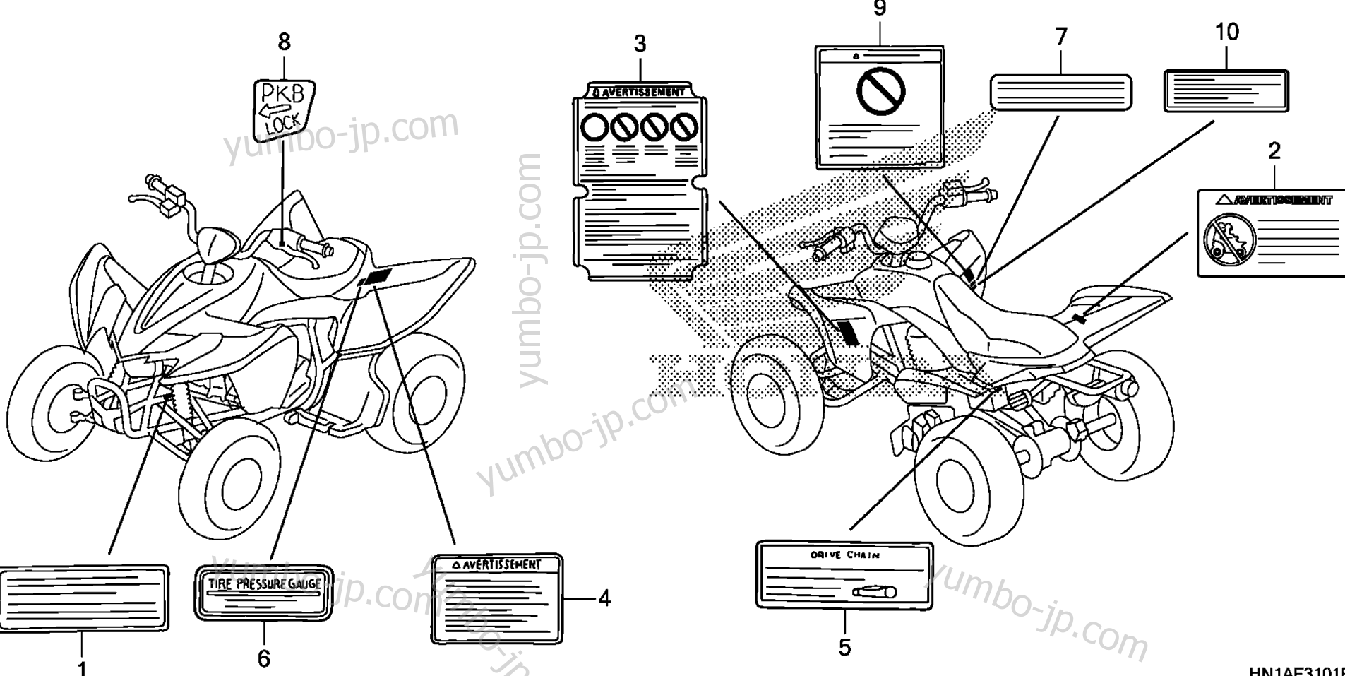 LABEL (2) для квадроциклов HONDA TRX400X A 2012 г.