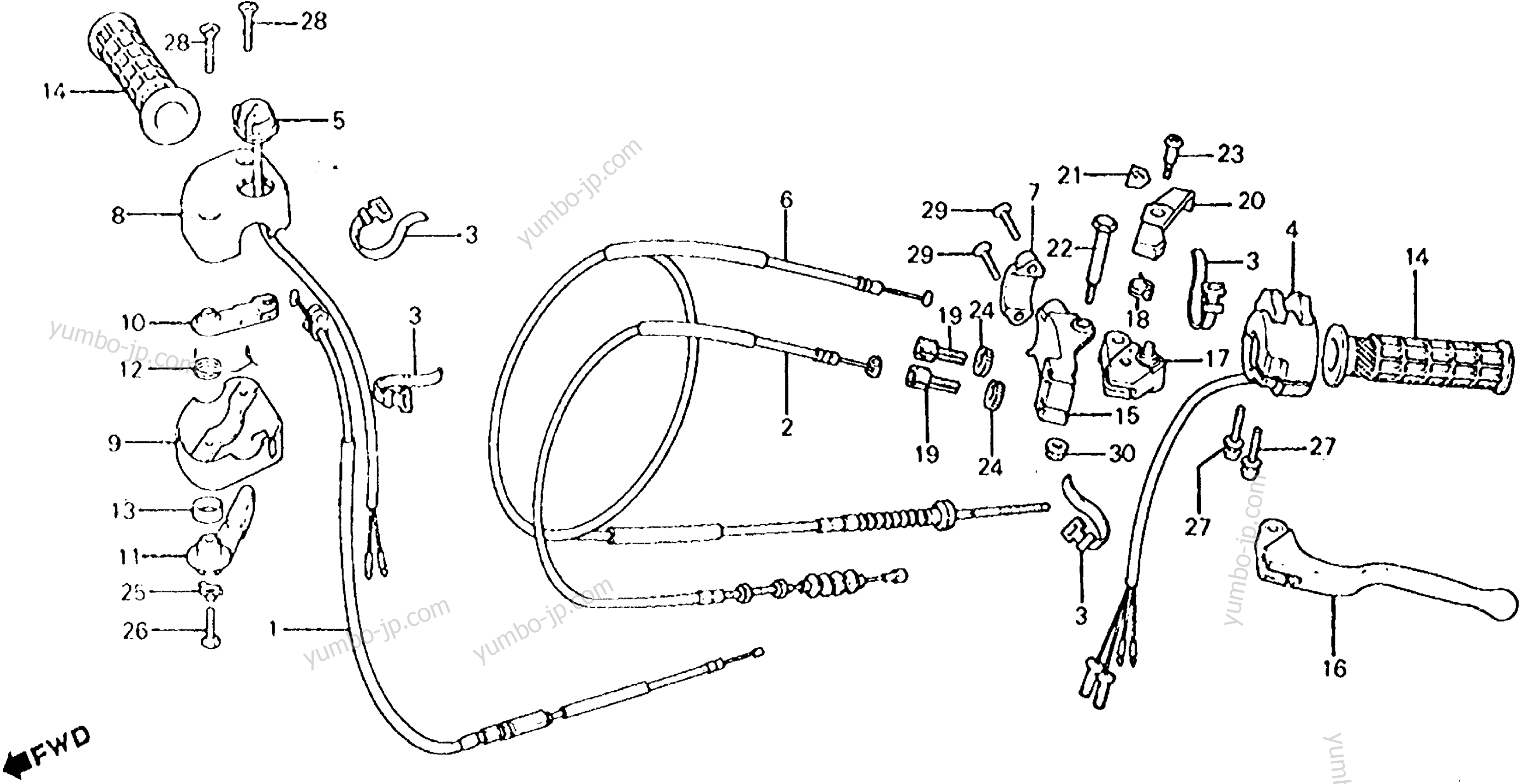 CONTROL LEVERS / CABLES / SWITCHES для квадроциклов HONDA ATC250R A 1981 г.