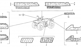 Эмблемы, наклейки для квадроцикла HONDA TRX300 A2000 г. 