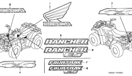 Эмблемы, наклейки для квадроцикла HONDA TRX350FE A2006 г. 