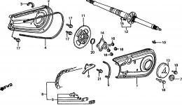 REAR WHEEL AXLE / CHAIN CASE for квадроцикла HONDA TRX125 A1985 year 