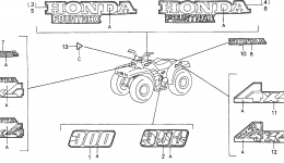 Эмблемы, наклейки для квадроцикла HONDA TRX300 A1996 г. 