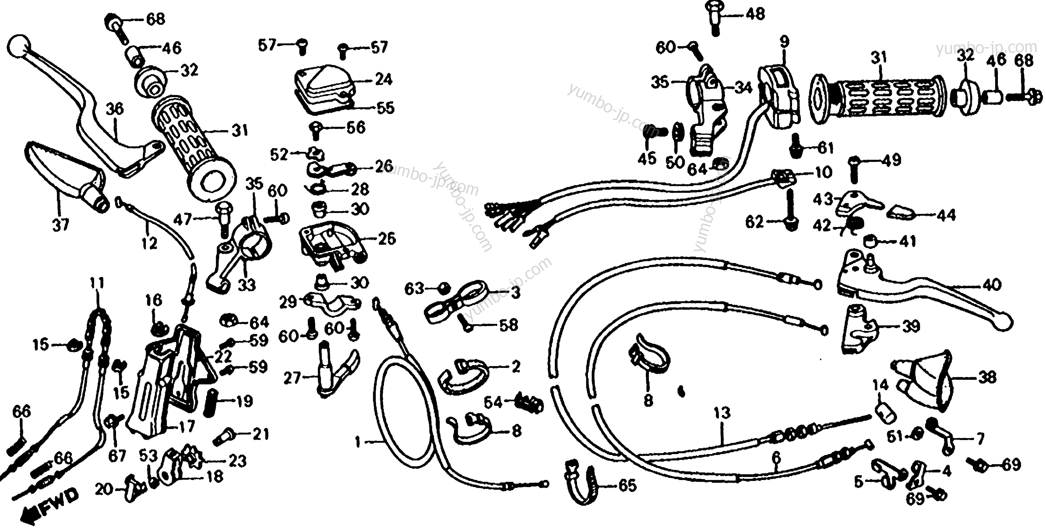 CONTROL LEVERS / SWITCHES / CABLES для квадроциклов HONDA TRX125 A 1985 г.