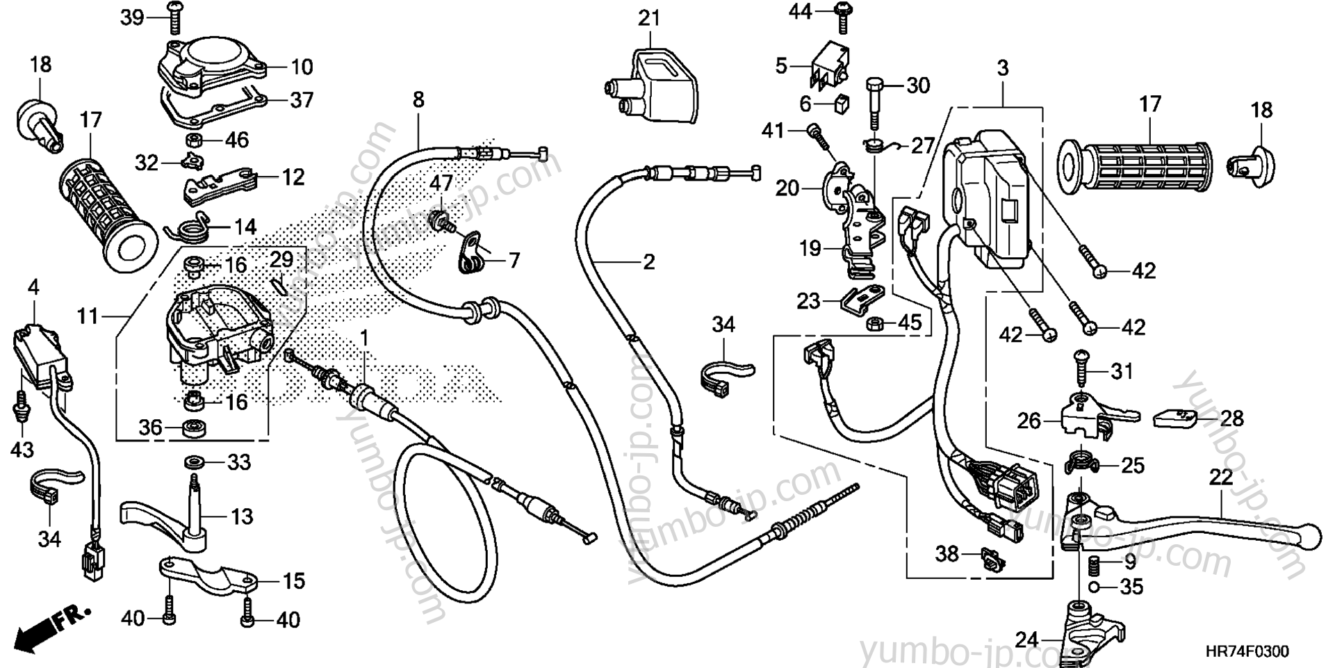 HANDLE LEVER / SWITCH / CABLE для квадроциклов HONDA TRX420FA6 2AC 2015 г.