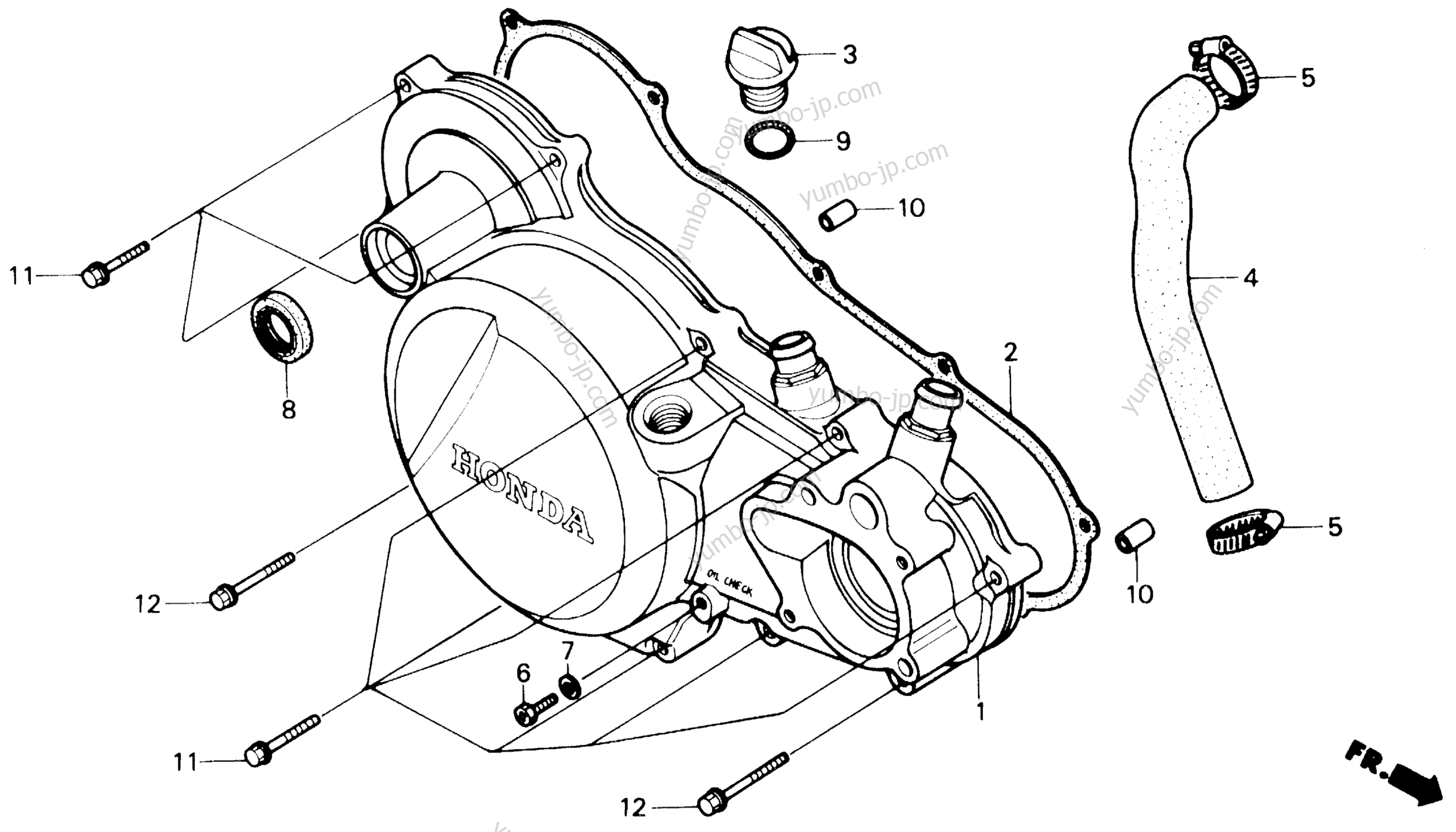 RIGHT CRANKCASE COVER for ATVs HONDA TRX250R A 1988 year