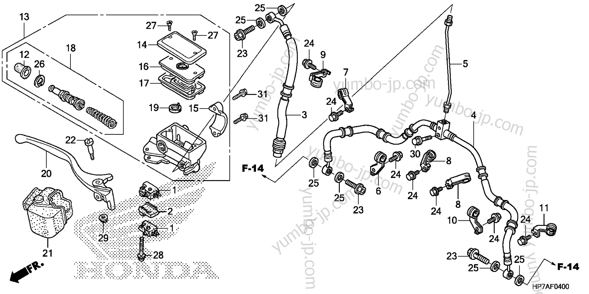 FRONT BRAKE MASTER CYLINDER для квадроциклов HONDA TRX420FPA A 2012 г.