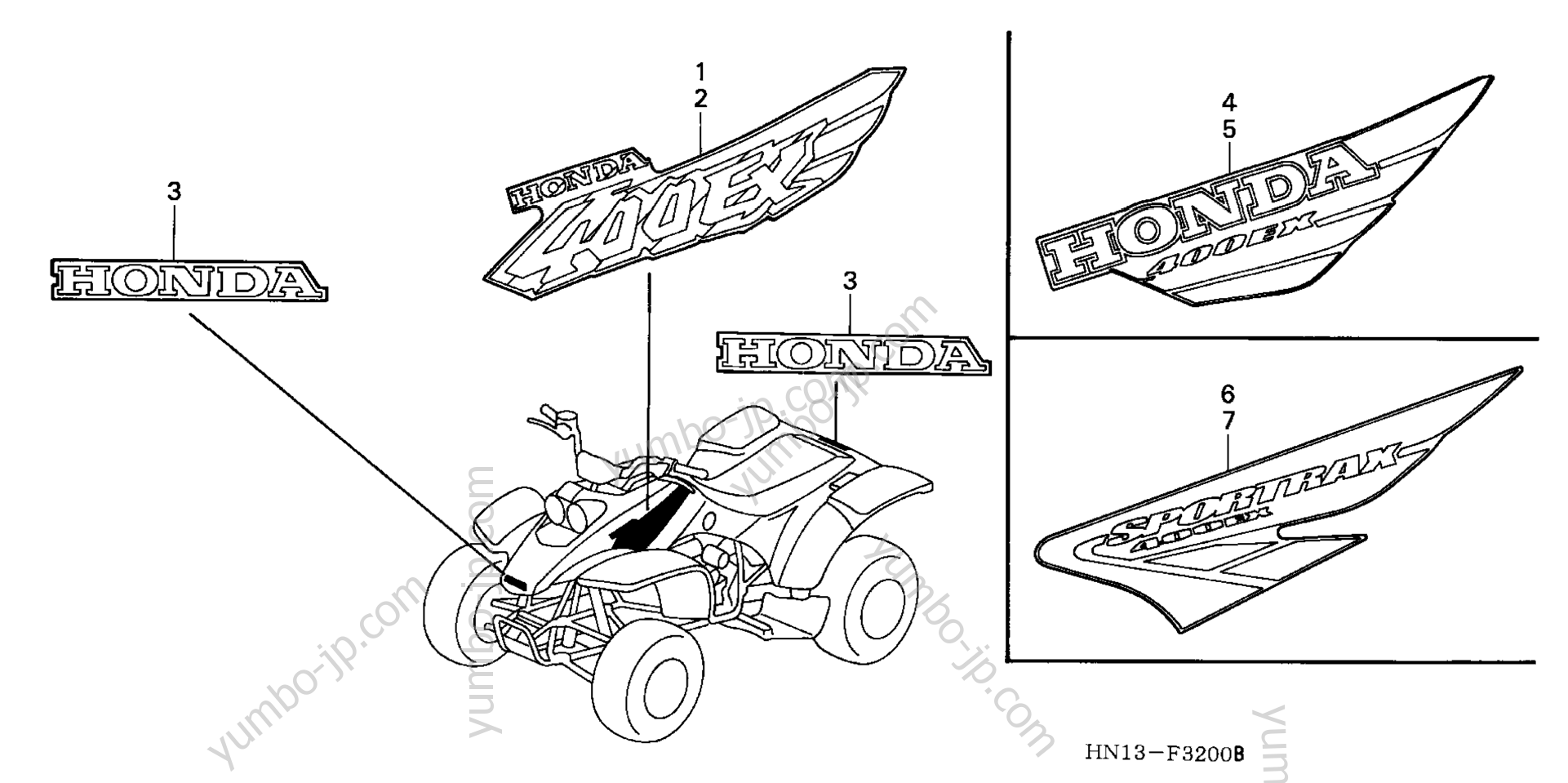 MARKS ('99-'02) for ATVs HONDA TRX400EX A 2002 year