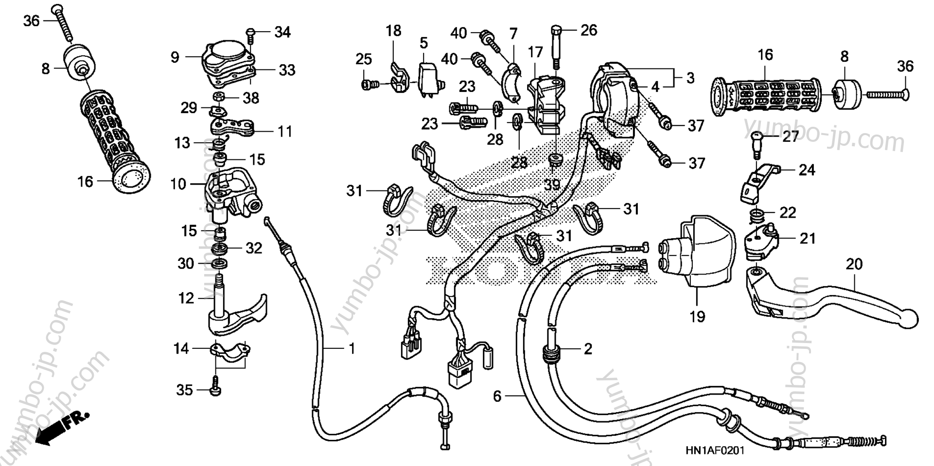 HANDLE LEVER / SWITCH / CABLE (2) для квадроциклов HONDA TRX400X A 2012 г.