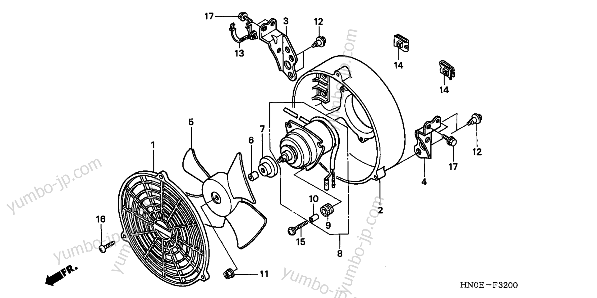 COOLING FAN for ATVs HONDA TRX450FE A 2004 year