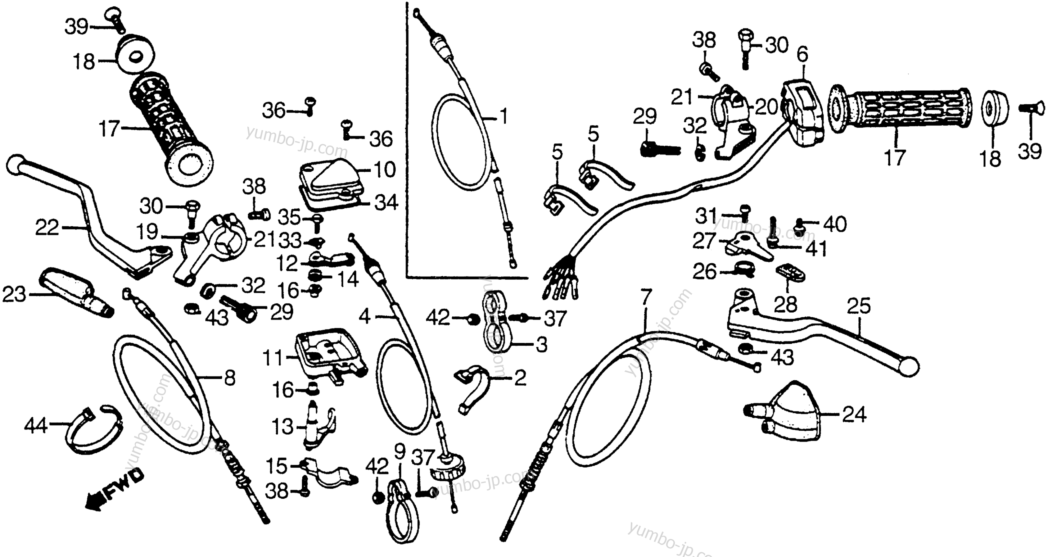 CONTROL LEVERS / SWITCHES / CABLES для квадроциклов HONDA ATC200S A 1985 г.