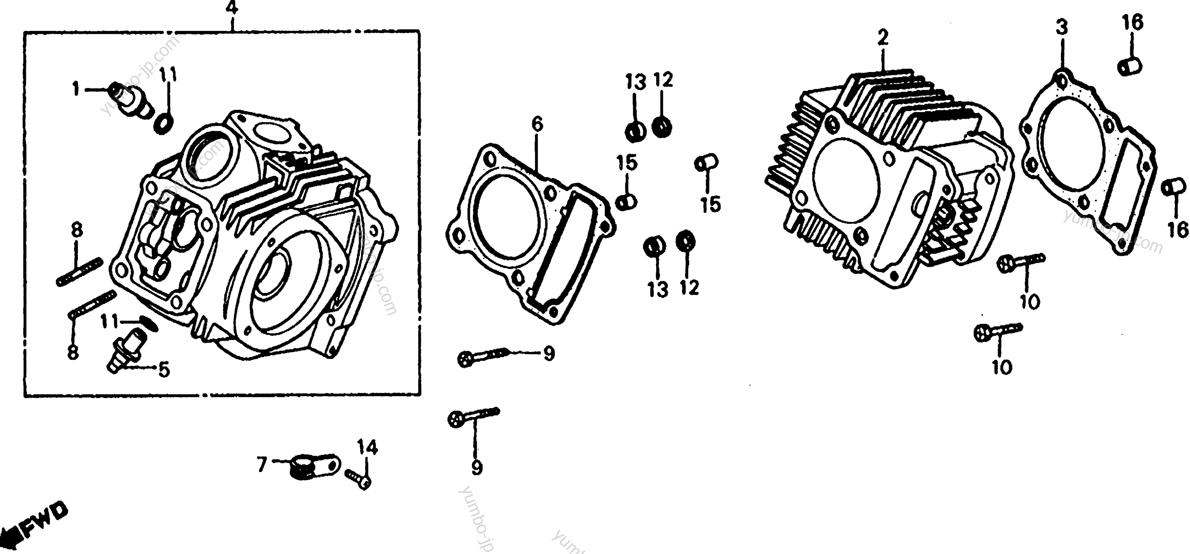 CYLINDER HEAD / CYLINDER для квадроциклов HONDA TRX125 A 1985 г.