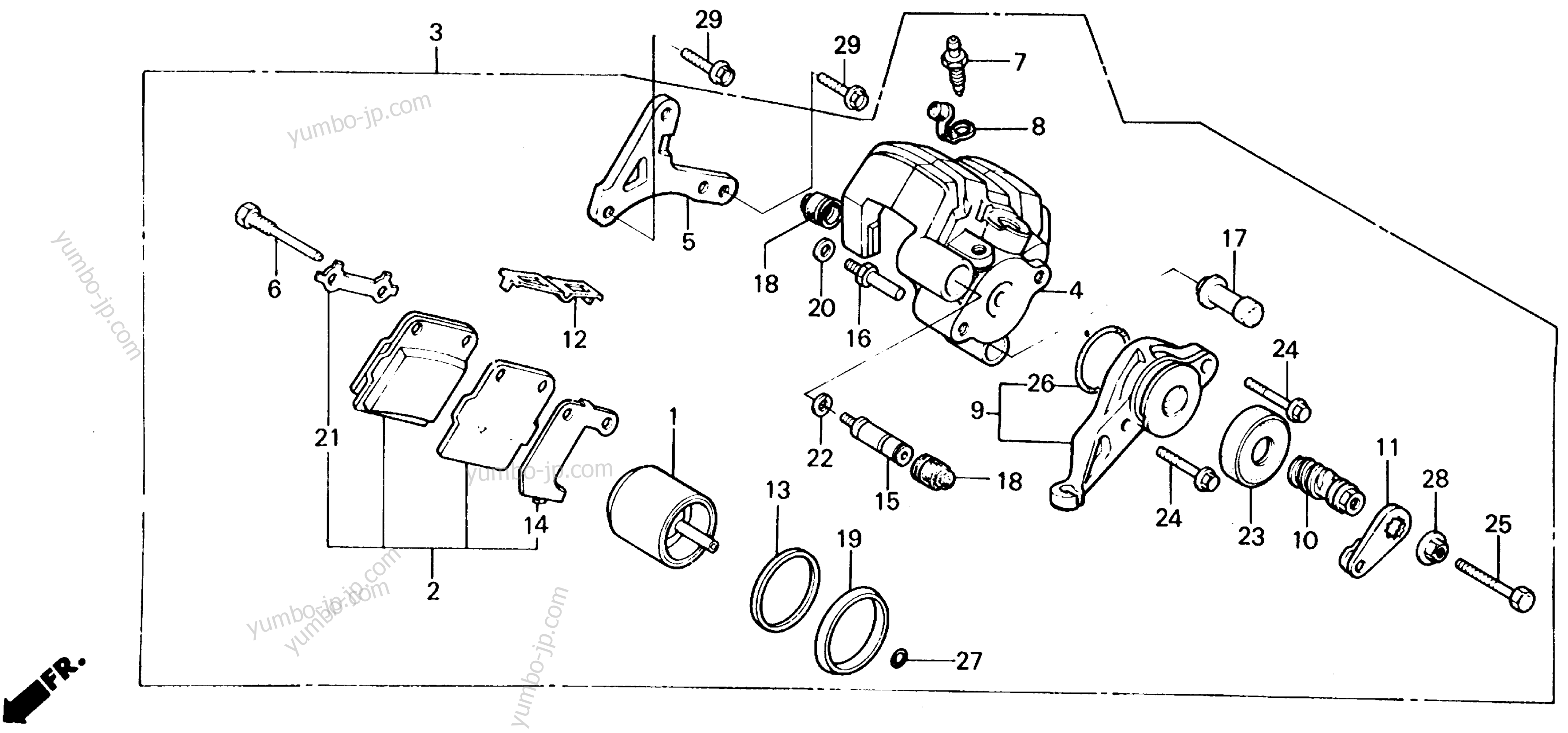 REAR BRAKE CALIPER для квадроциклов HONDA ATC200X A 1987 г.