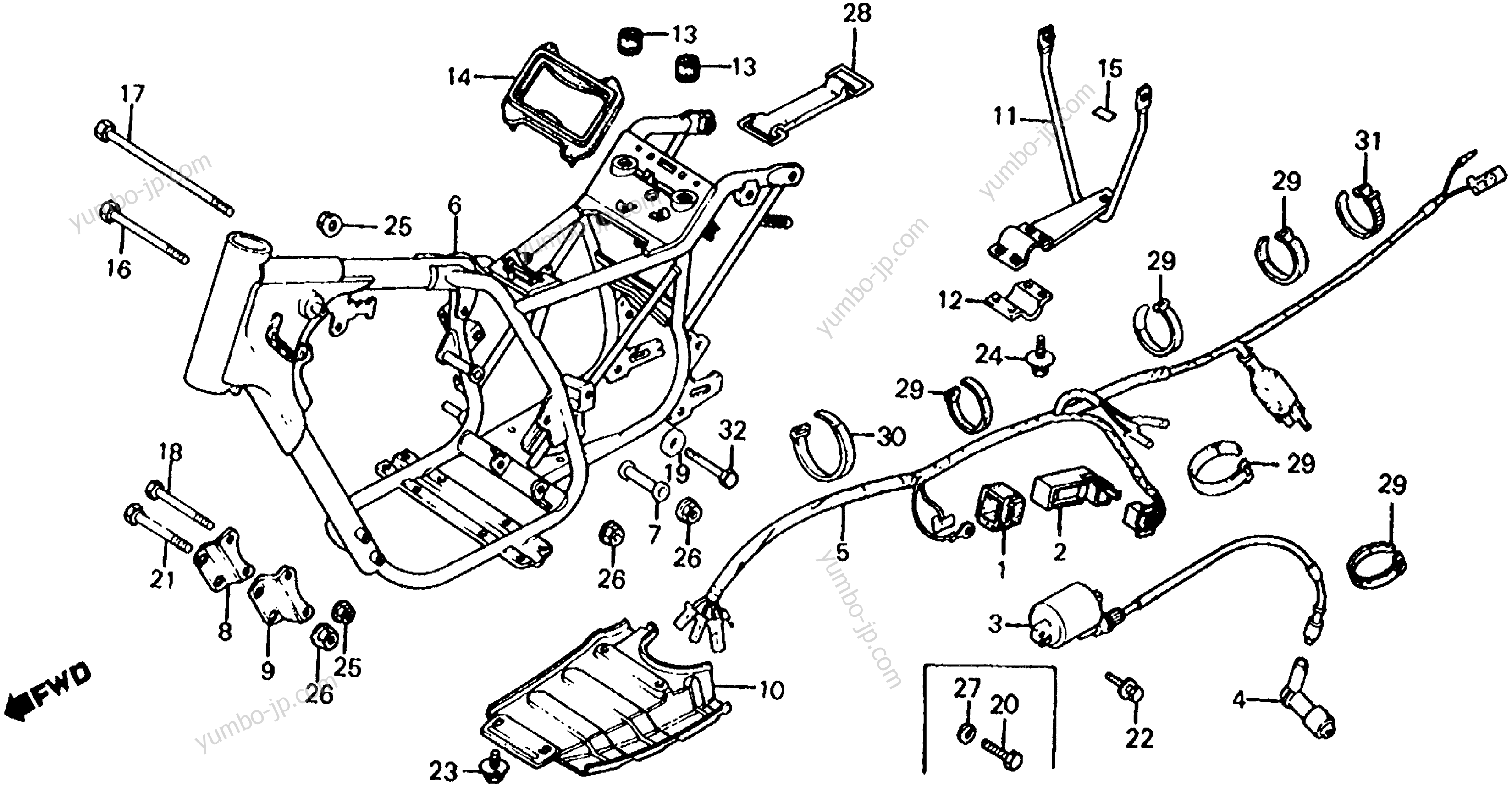 FRAME / WIRE HARNESS for ATVs HONDA ATC185S A 1982 year