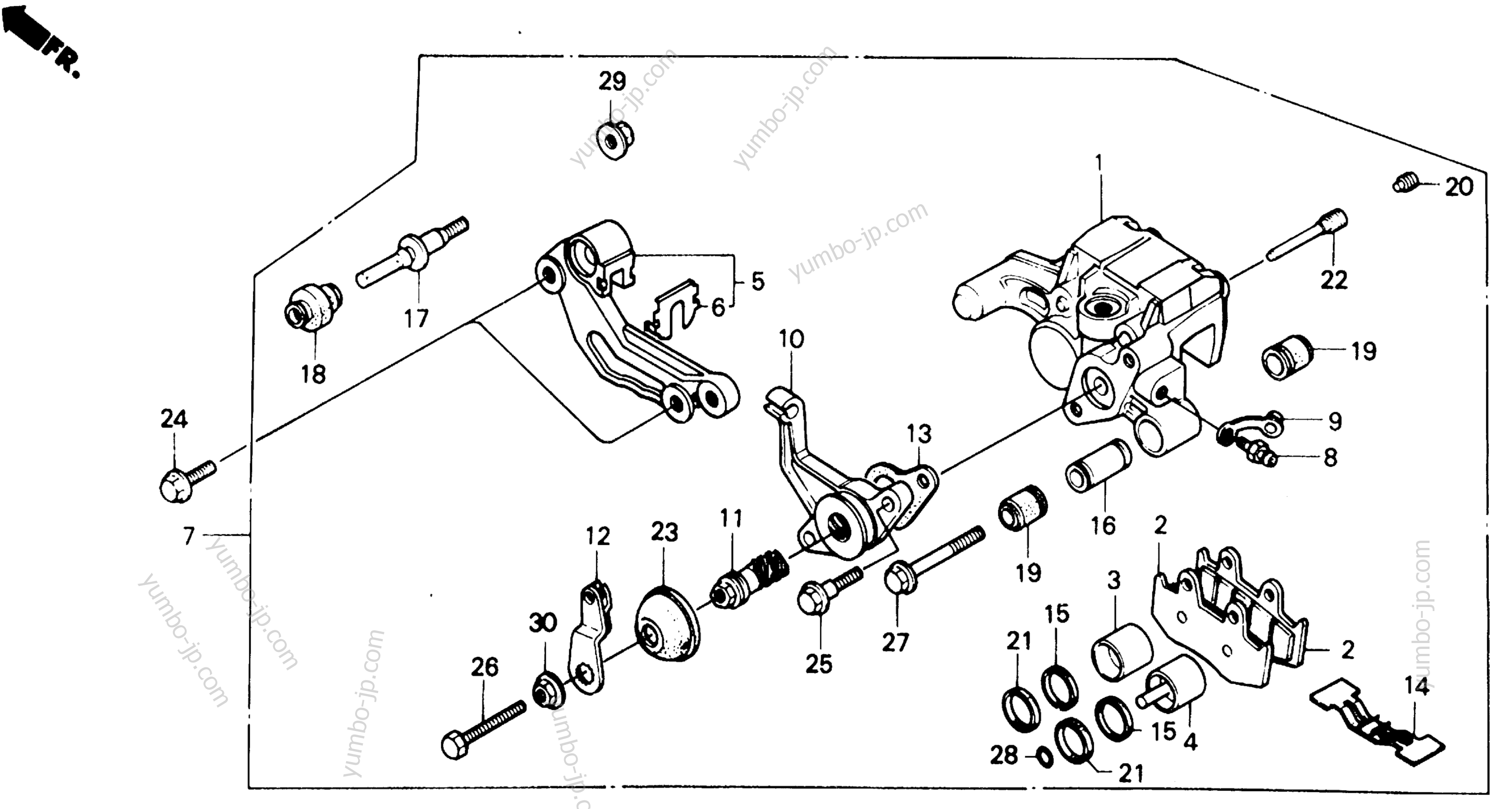 REAR BRAKE CALIPER для квадроциклов HONDA TRX250R A 1986 г.