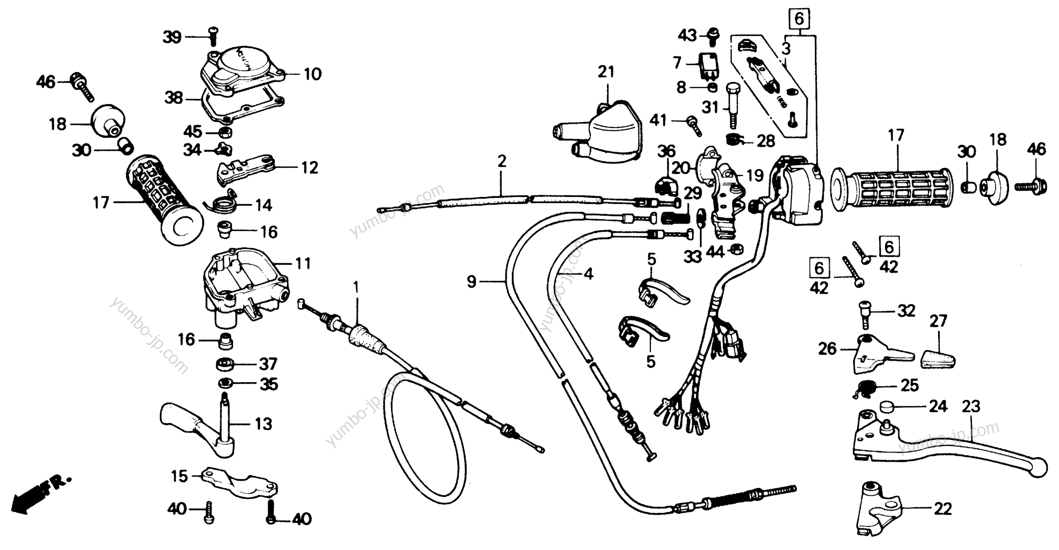 HANDLE SWITCHES / CABLES для квадроциклов HONDA TRX300FW A 1988 г.