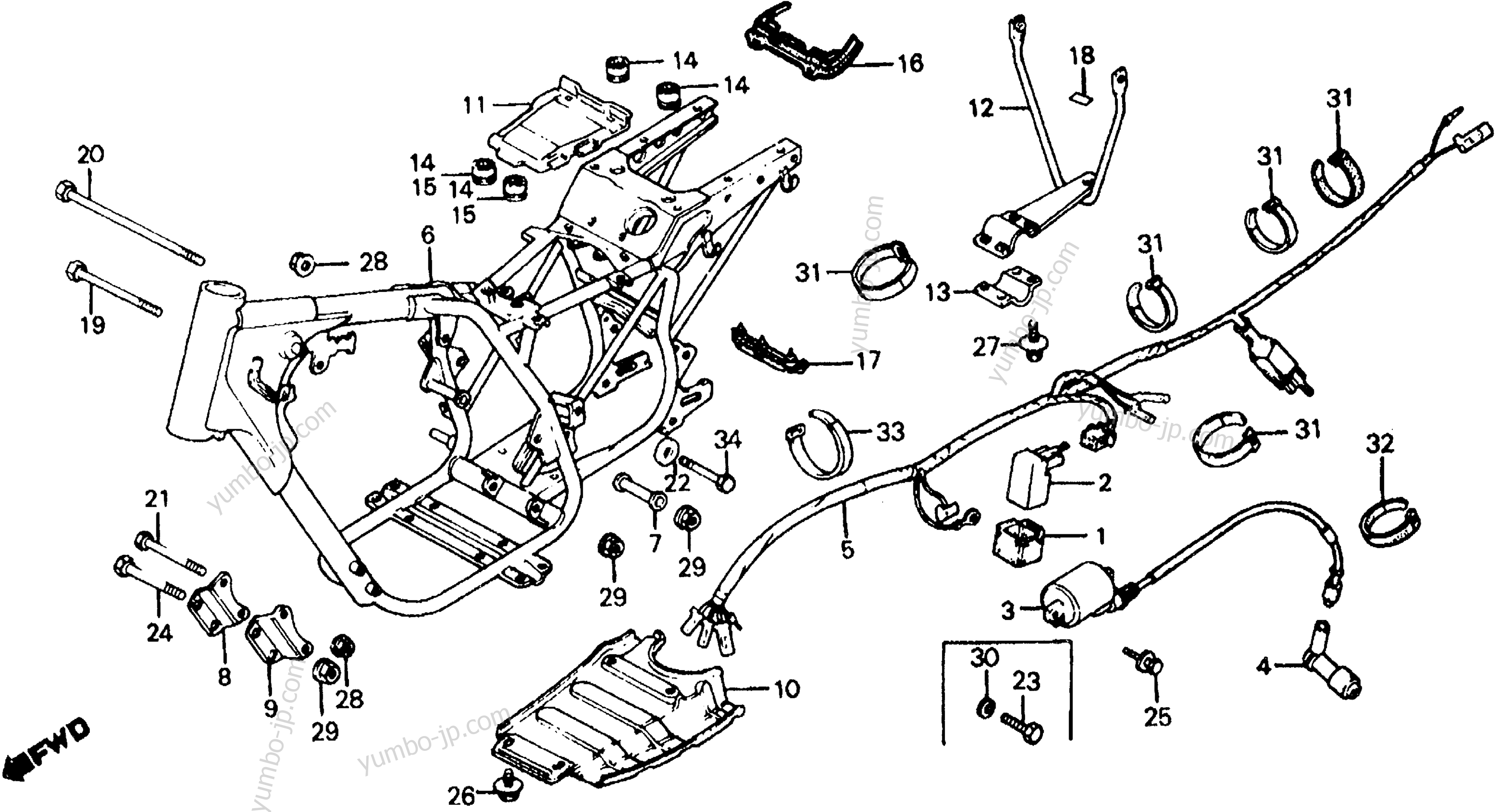 FRAME / WIRE HARNESS for ATVs HONDA ATC200 A 1982 year