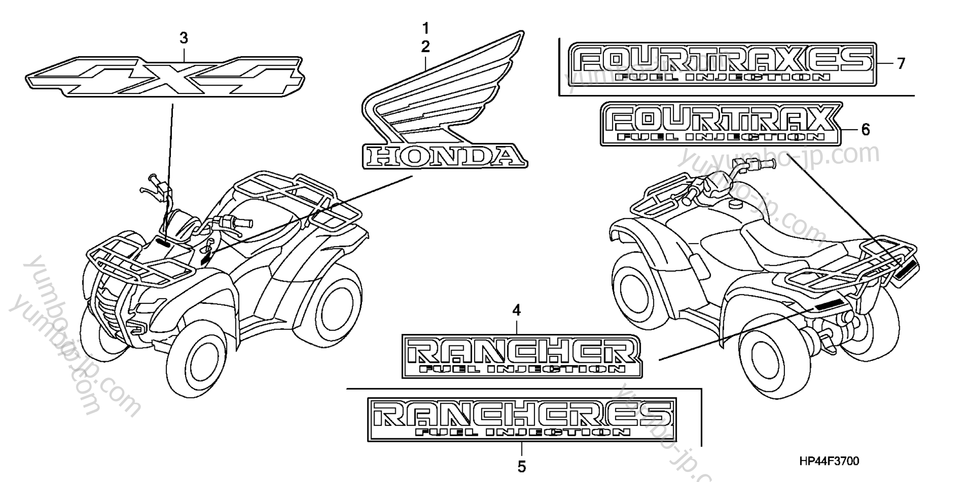 Эмблемы, наклейки для квадроциклов HONDA TRX420TE A 2007 г.