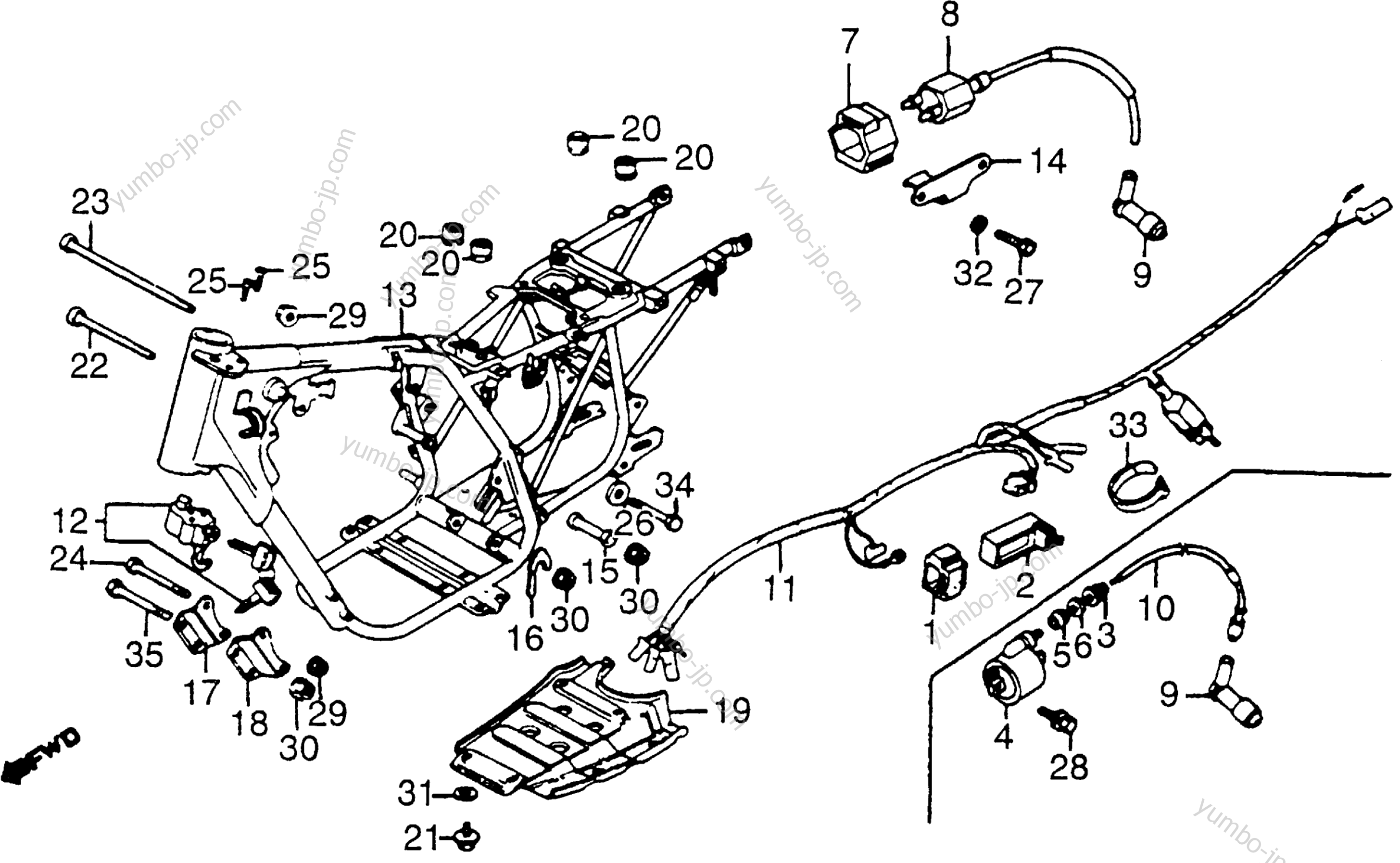 FRAME / WIRE HARNESS for ATVs HONDA ATC200S A 1985 year
