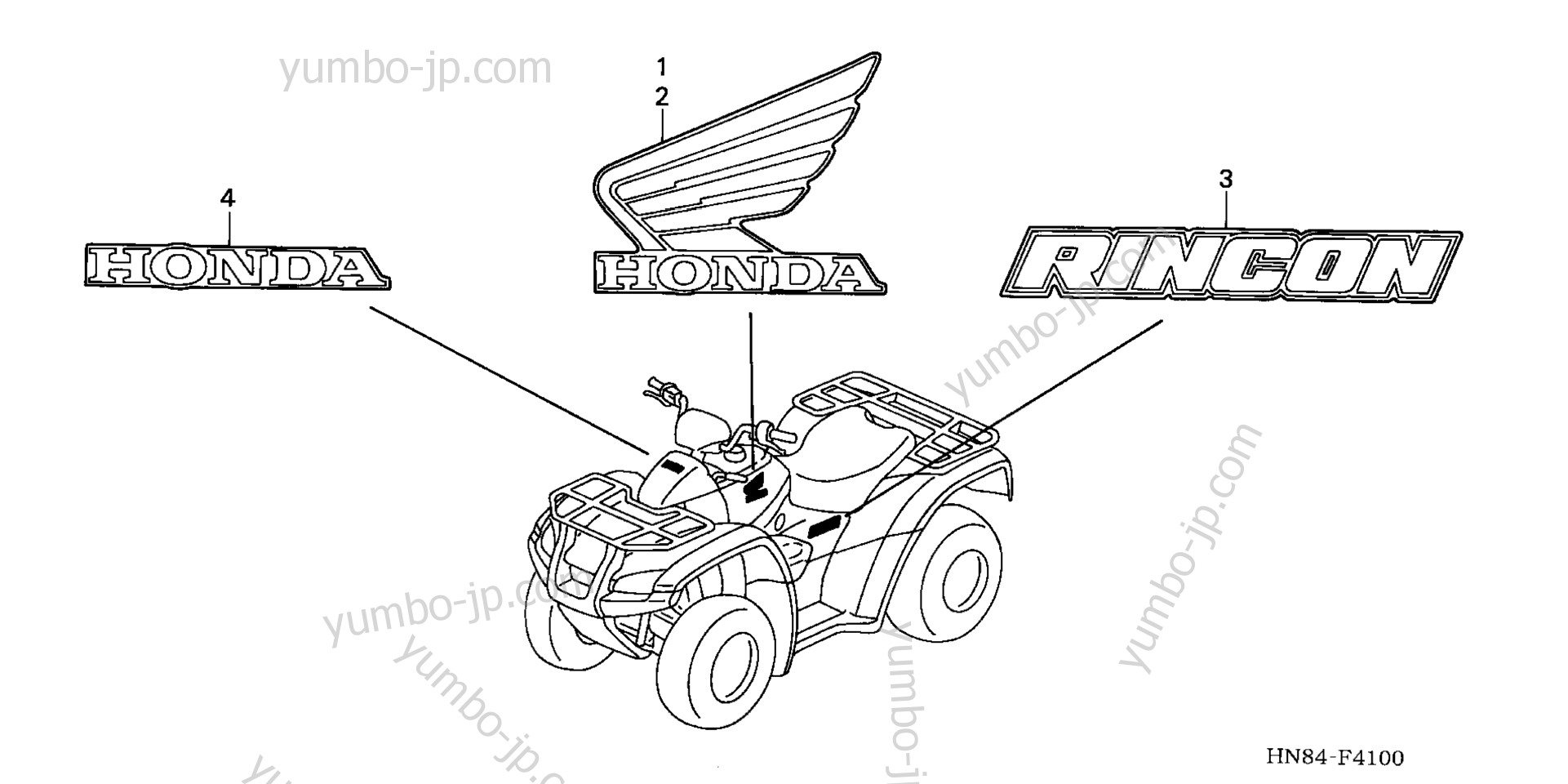 Эмблемы, наклейки для квадроциклов HONDA TRX650FGA A 2004 г.