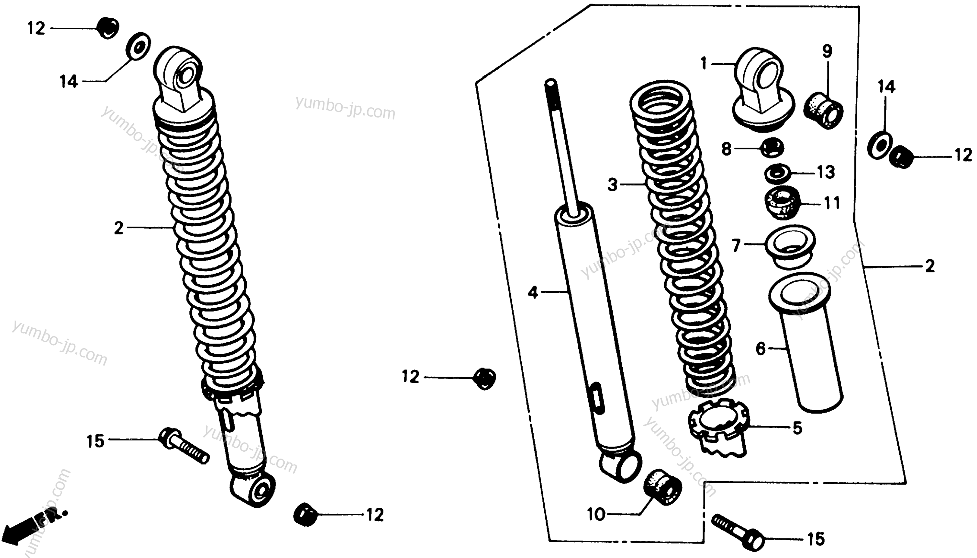 REAR SHOCK ABSORBER for ATVs HONDA TRX350 A 1987 year