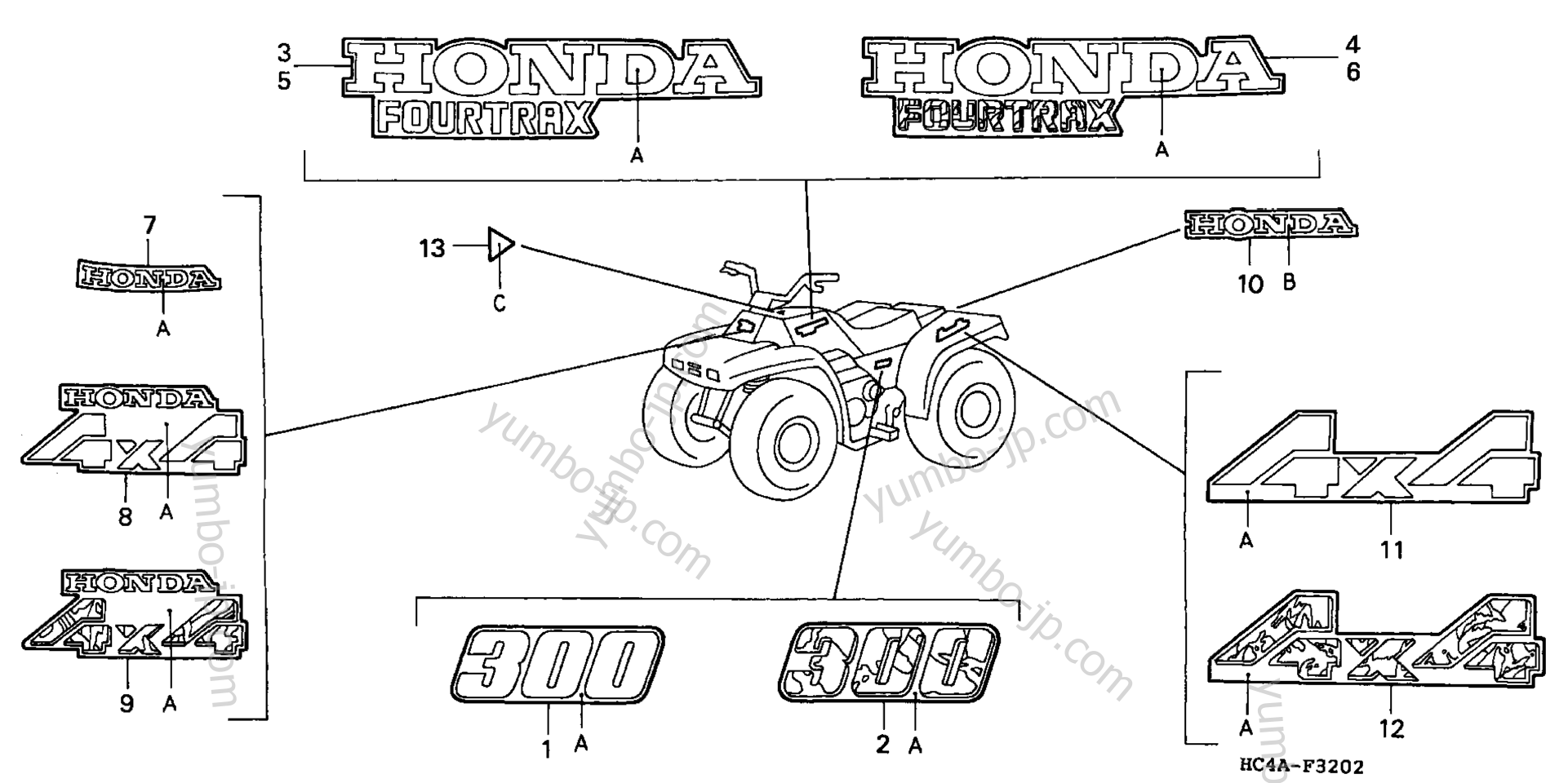 MARK ('95) for ATVs HONDA TRX300 AN 1995 year