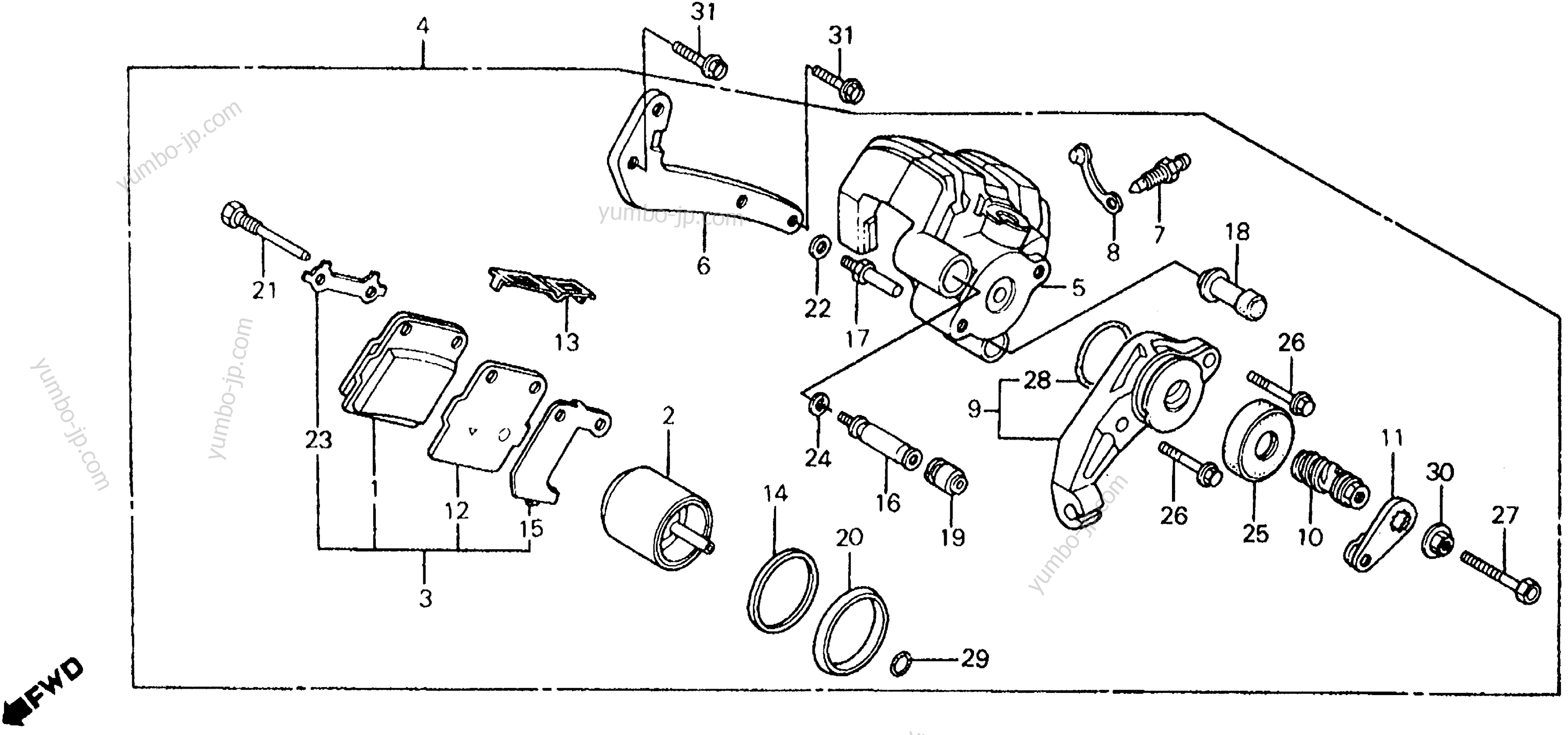 REAR BRAKE CALIPER для квадроциклов HONDA ATC200X A 1984 г.