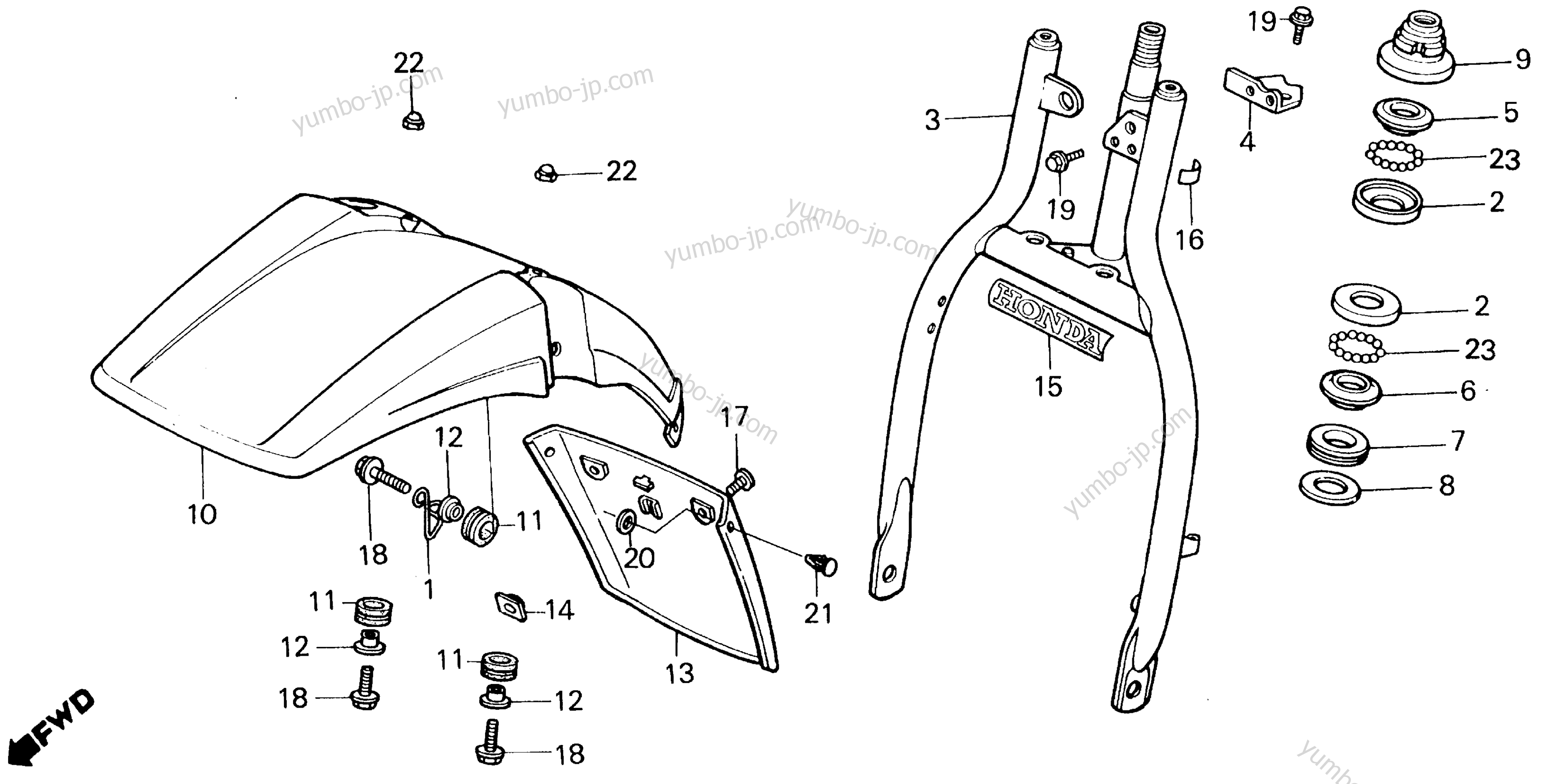 FRONT FENDER / FRONT FORK for ATVs HONDA ATC125M A 1986 year