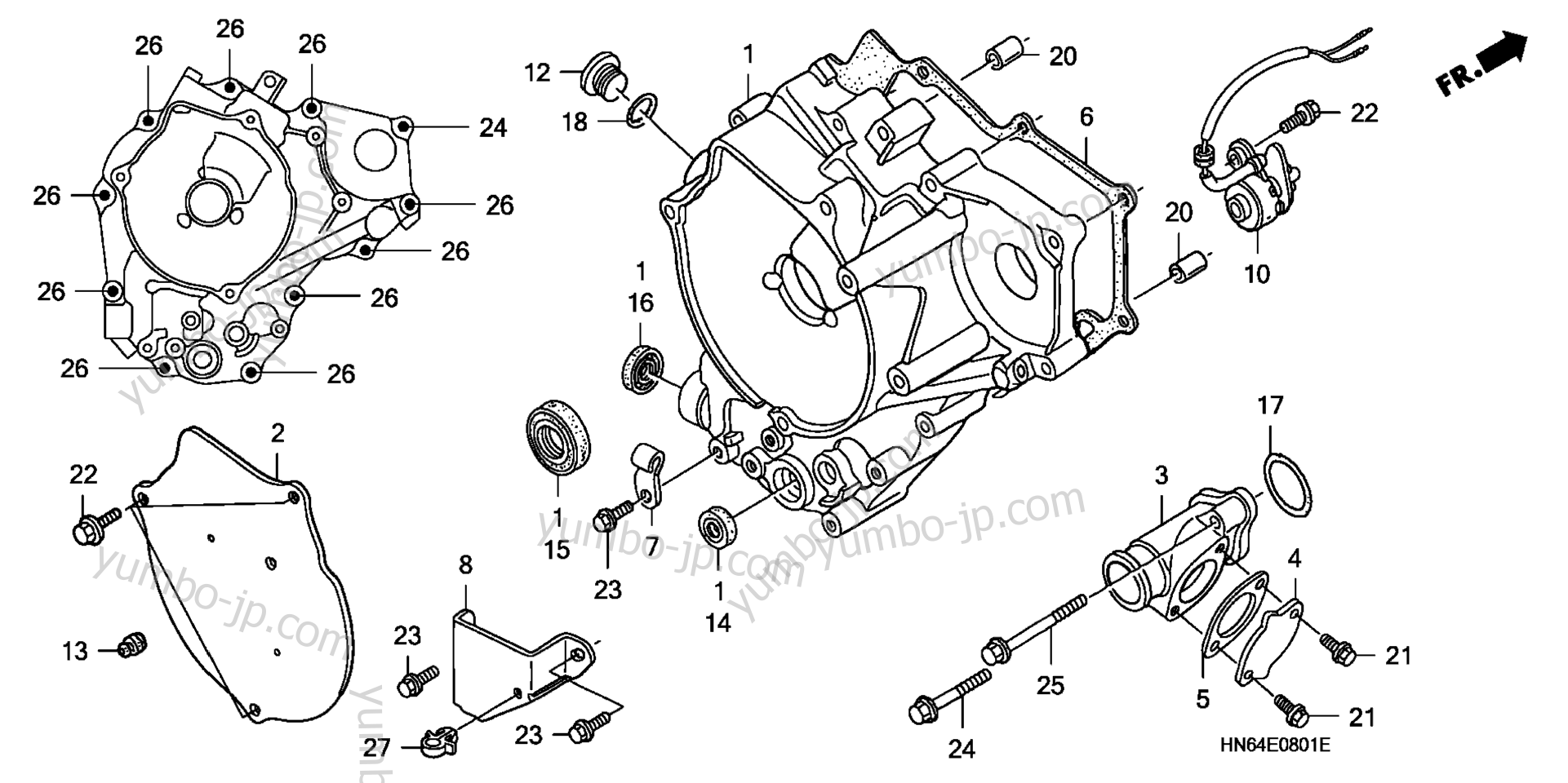 REAR CRANKCASE COVER ('03-) for ATVs HONDA TRX250EX A 2008 year