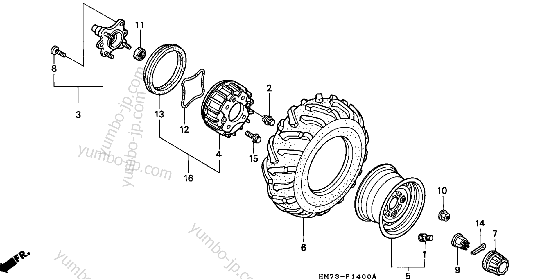 FRONT WHEEL for ATVs HONDA TRX400FW AN 1997 year