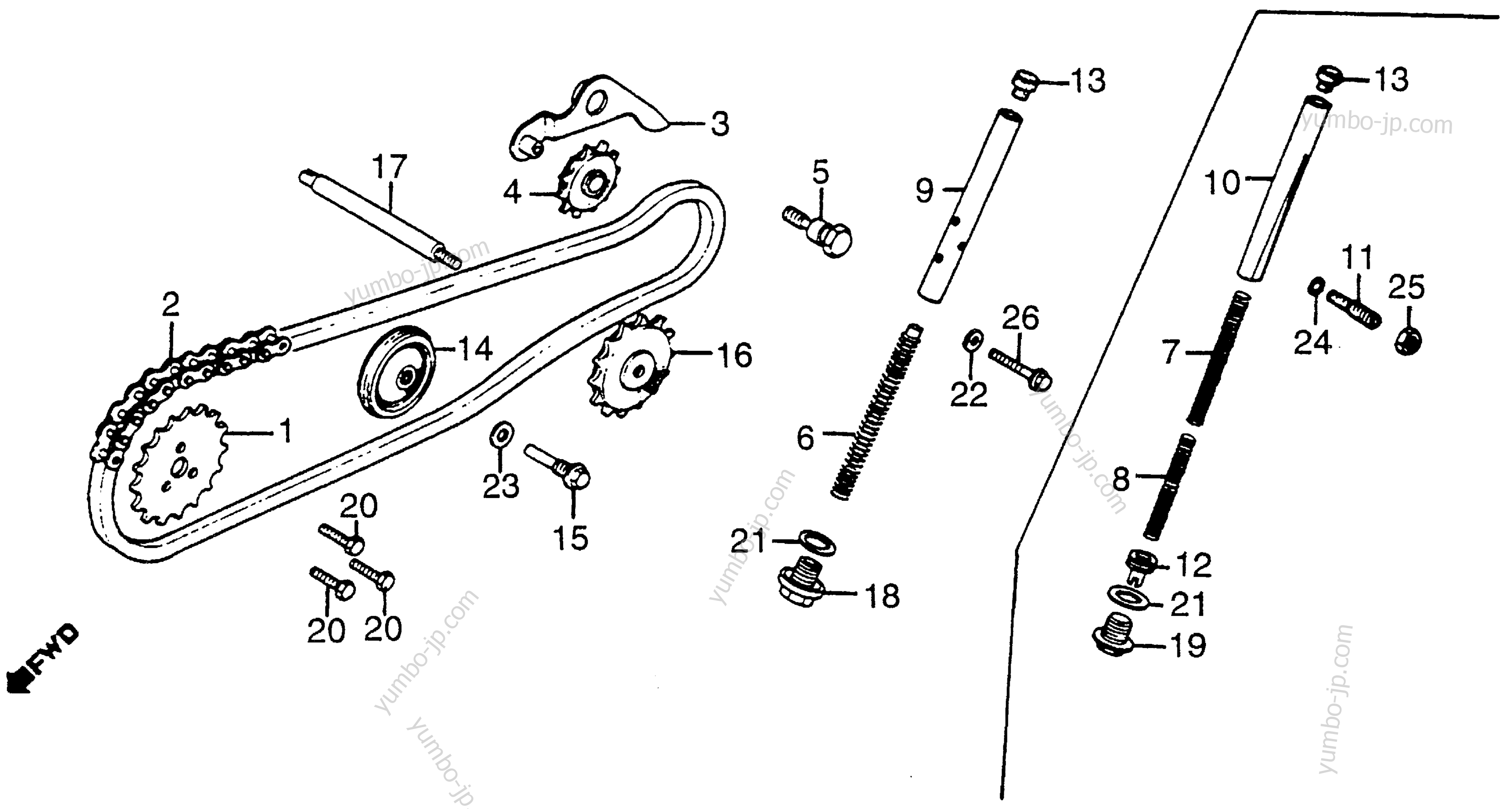 CAM CHAIN / TENSIONER для квадроциклов HONDA ATC70 A 1983 г.