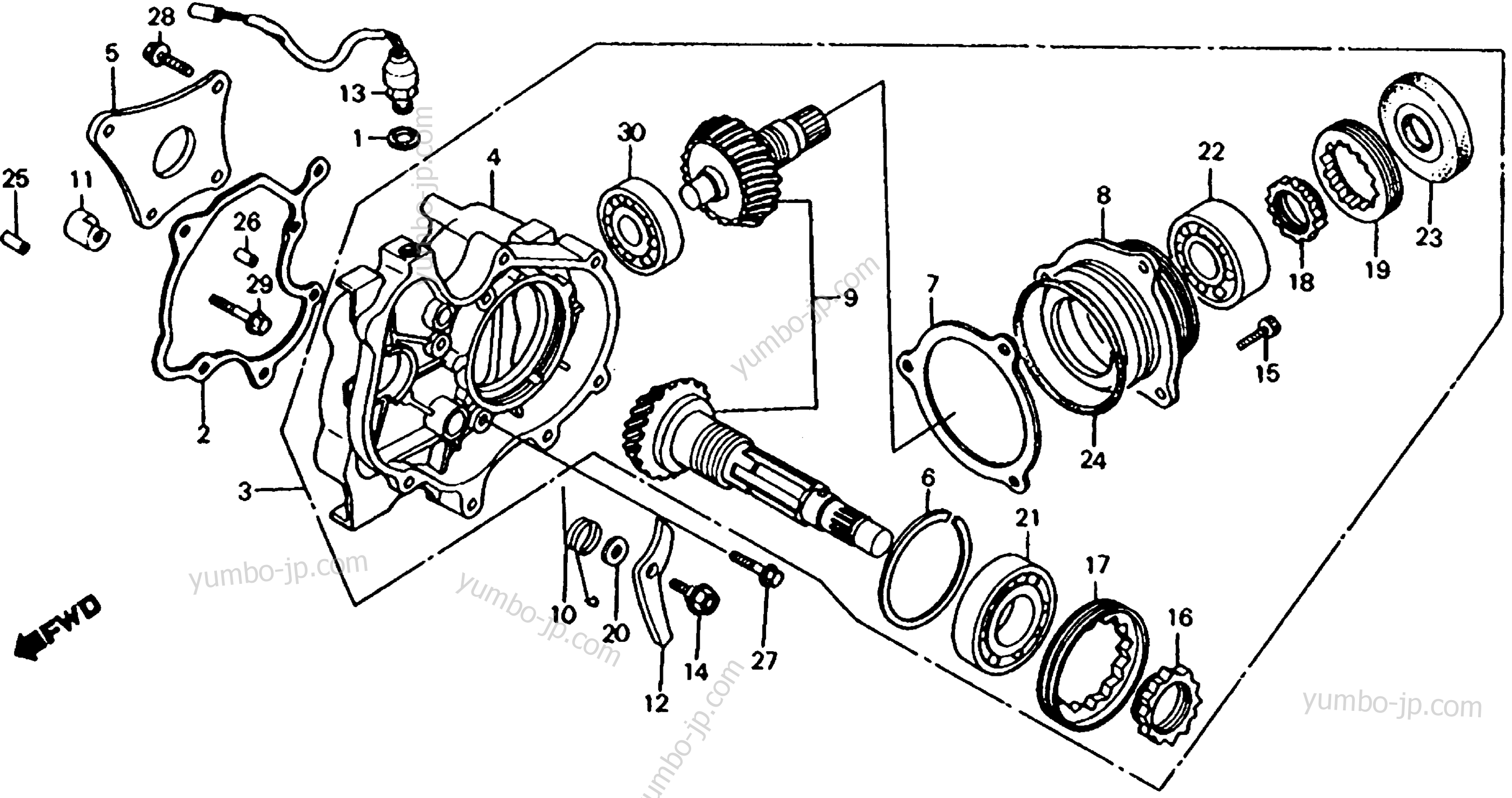 SIDE GEAR CASE / GROSS SHAFT для квадроциклов HONDA ATC200ES A 1984 г.