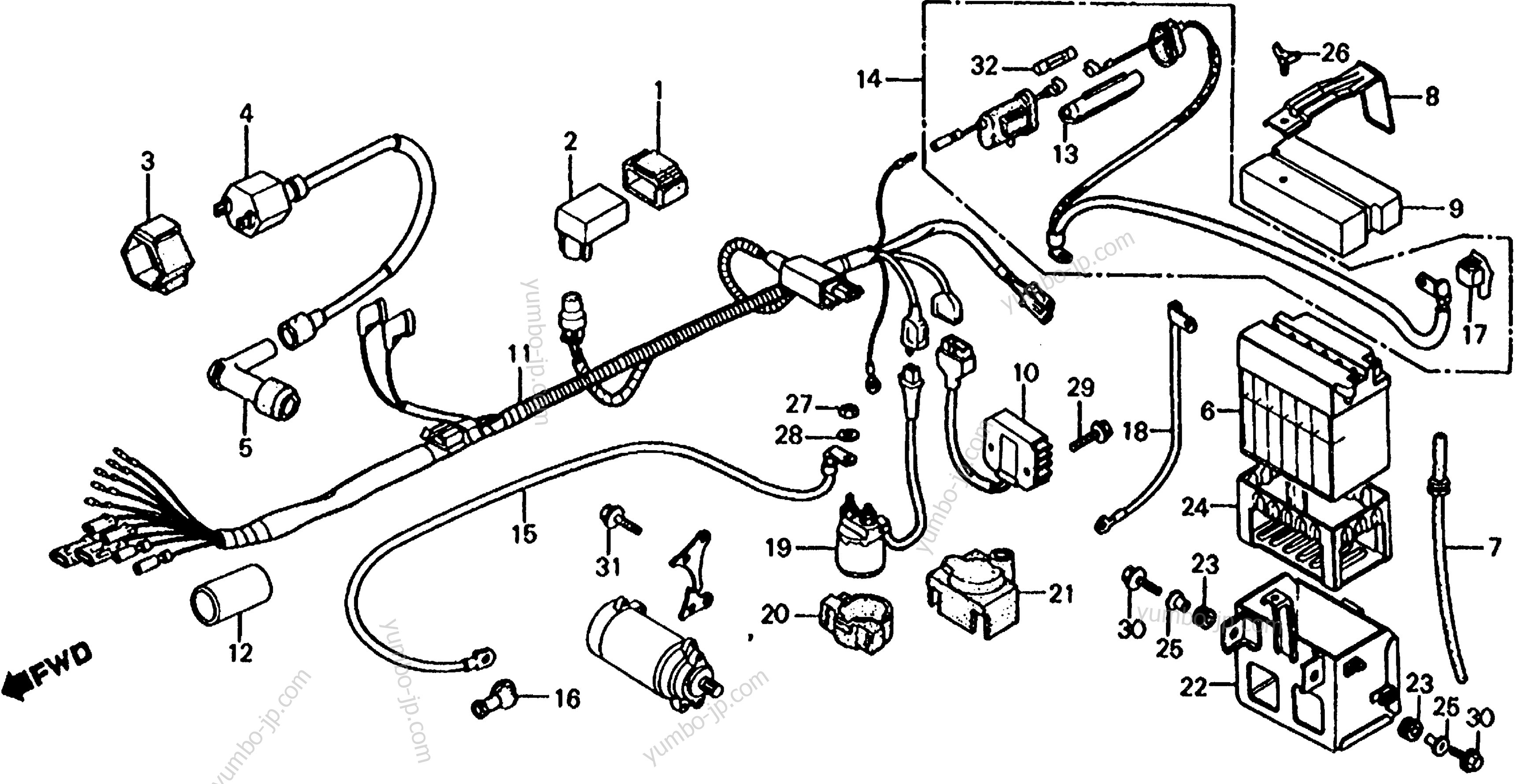 WIRE HARNESS for ATVs HONDA TRX125 A 1986 year