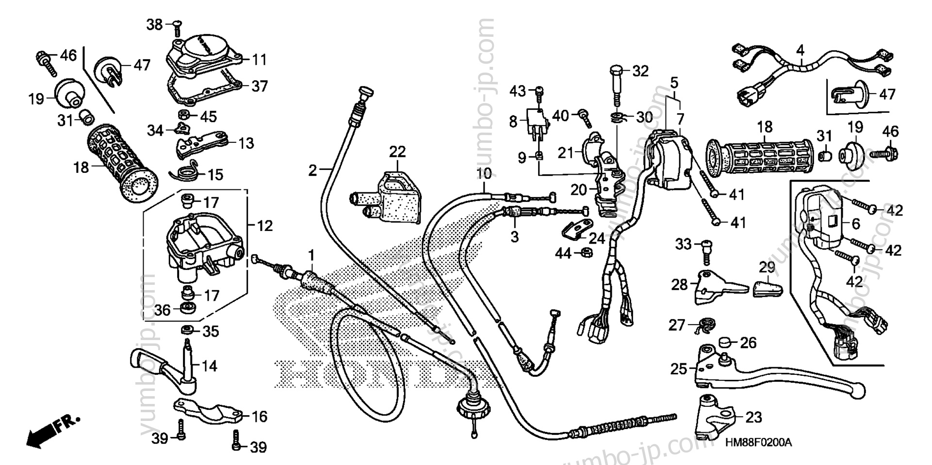 HANDLE LEVERS / SWITCHES / CABLES для квадроциклов HONDA TRX250TM A 2007 г.