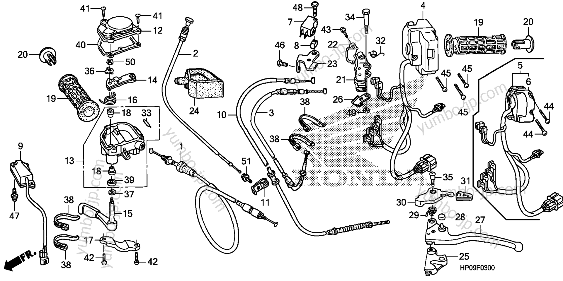HANDLE LEVER / SWITCH / CABLE for ATVs HONDA TRX500FPM A 2009 year
