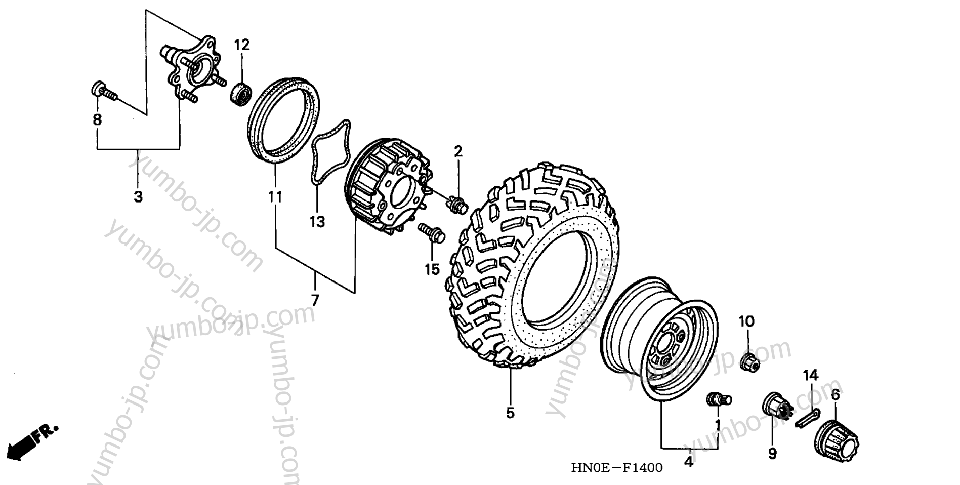 FRONT WHEEL for ATVs HONDA TRX450FE A 2004 year