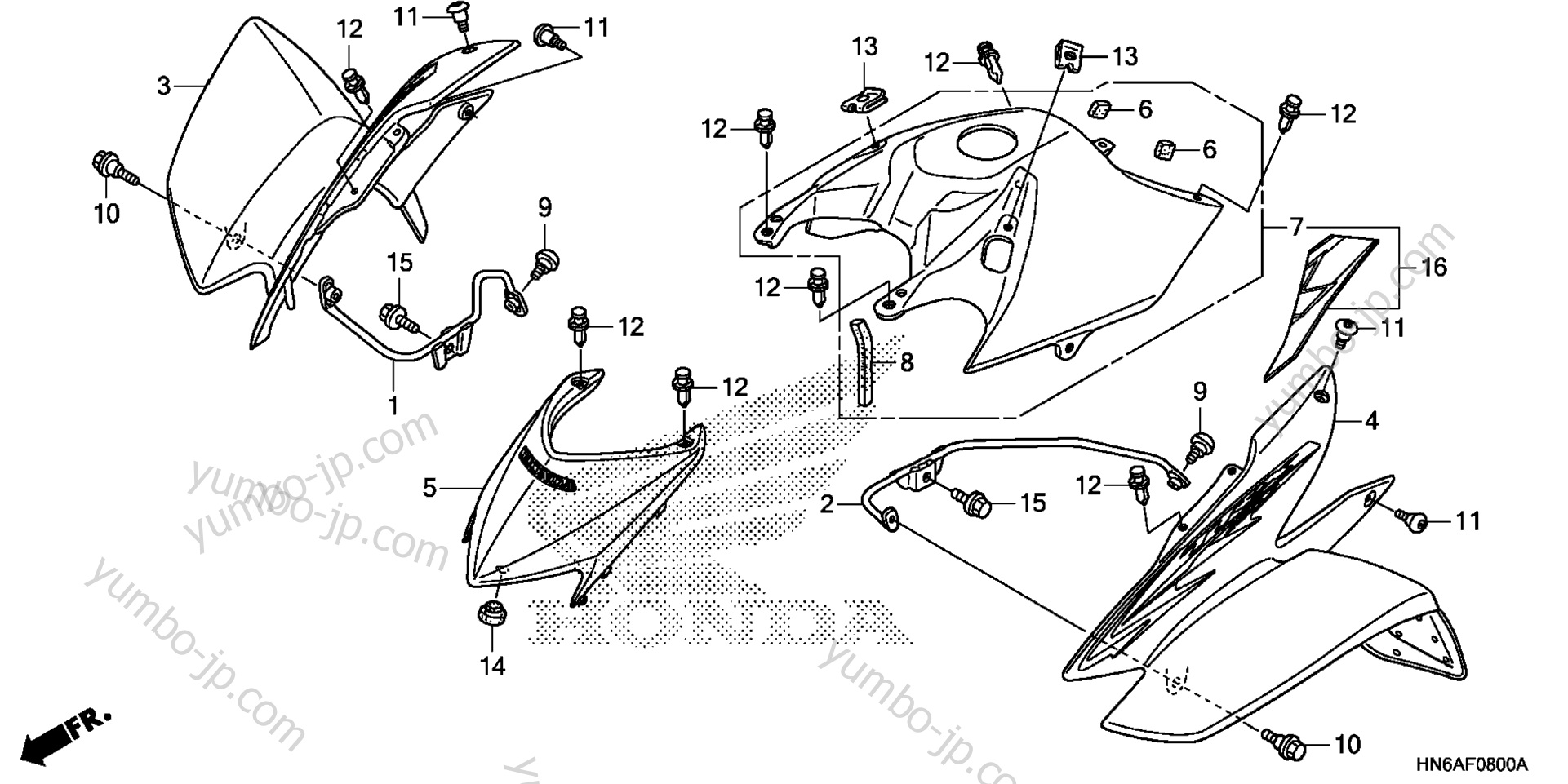 FRONT FENDER for ATVs HONDA TRX250X AC 2013 year