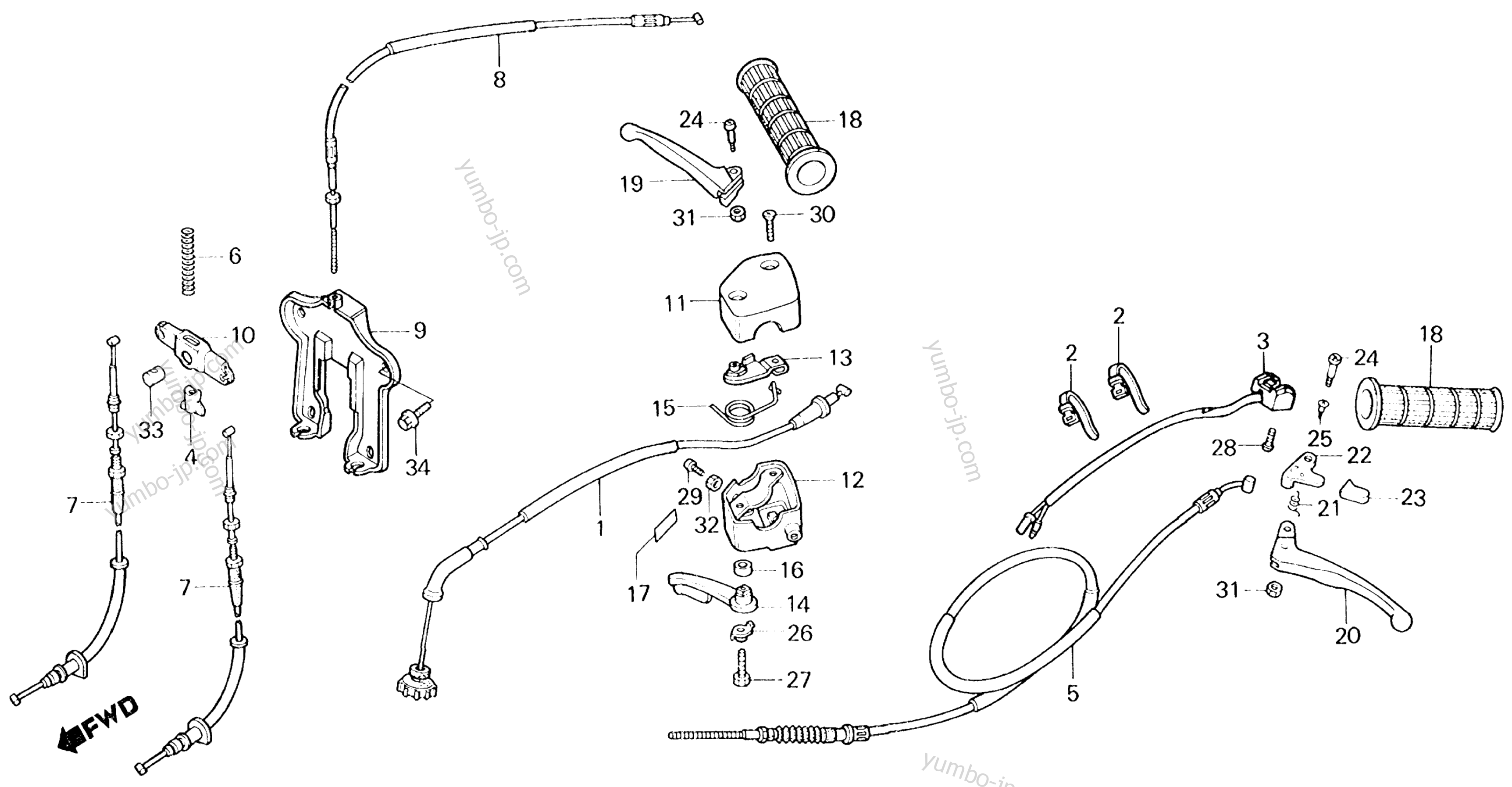 HANDLE LEVER / SWITCH / CABLE for ATVs HONDA TRX70 A 1987 year