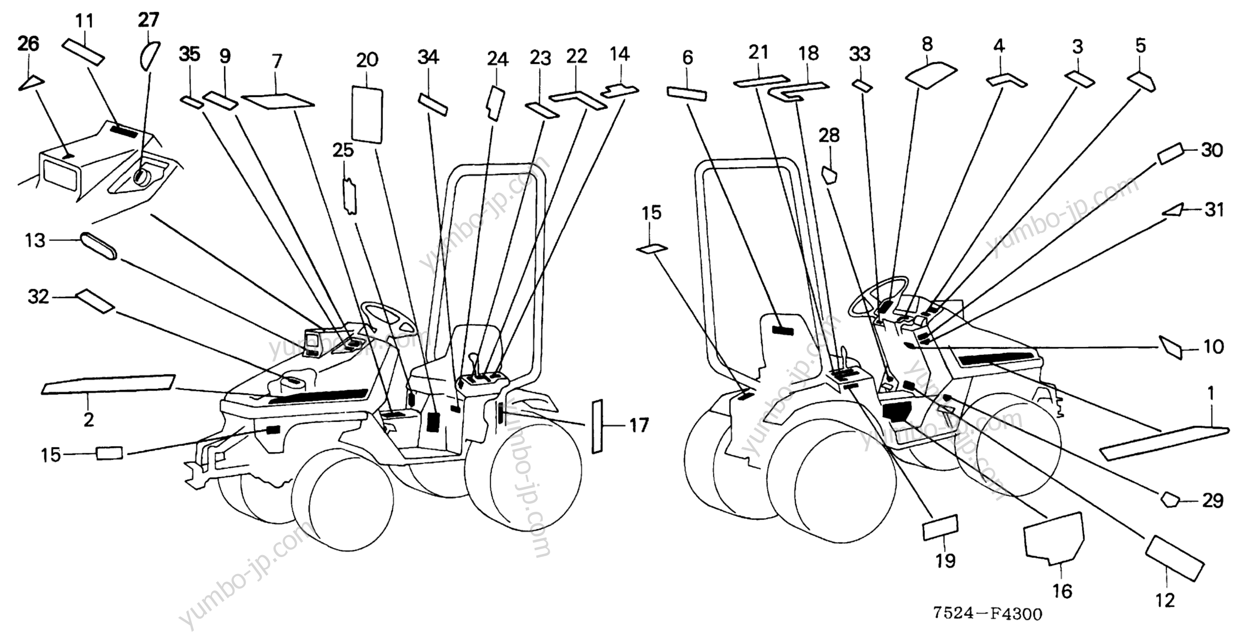 LABELS for compact tractors HONDA RT5000 A 