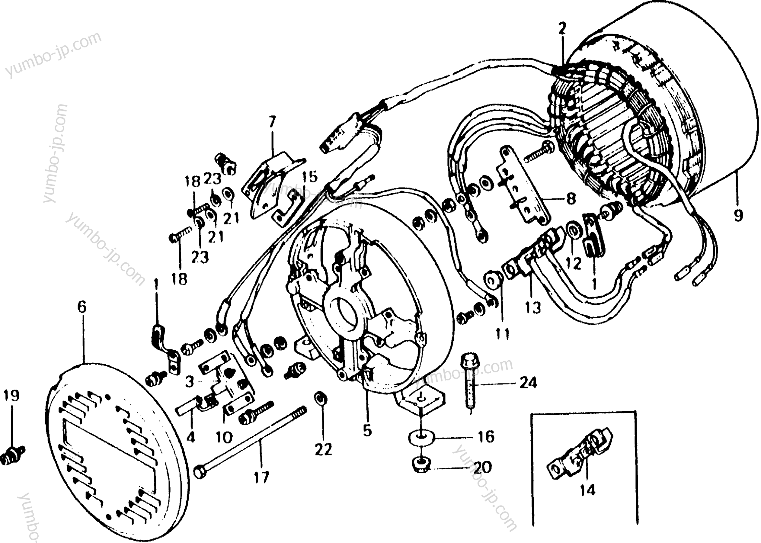 STATOR / BRUSH HOLDER / D.C. DIODE for Generators HONDA E2500K4 A 