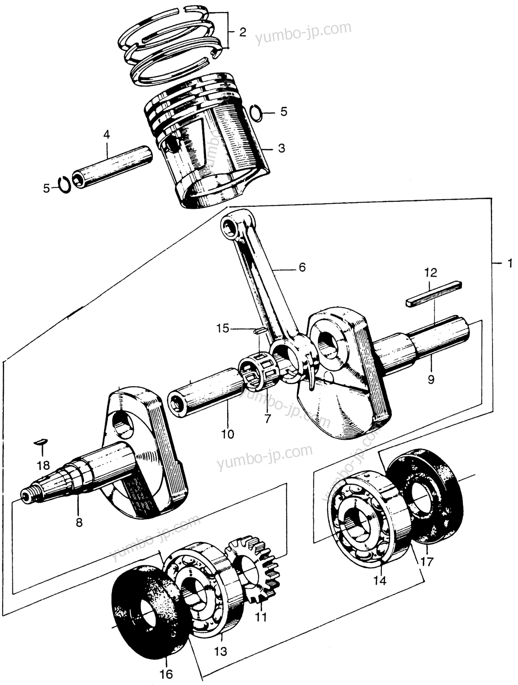 Коленвал и поршневая группа для генераторов HONDA E2500K3 A 