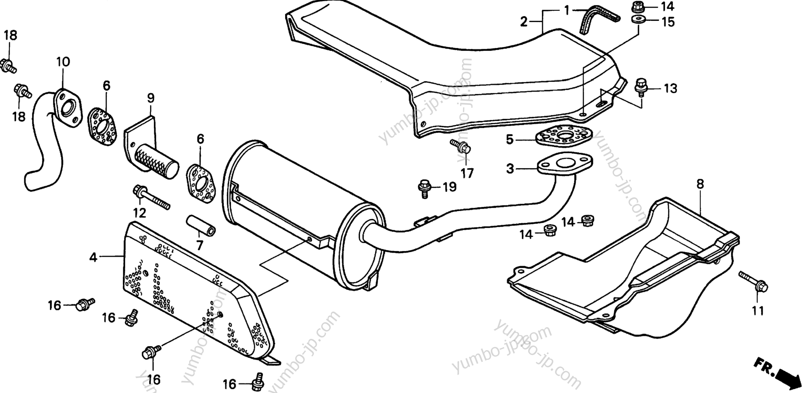 YUMBO spare parts catalog for газонокосилки HONDA H3013H HSA MUFFLER