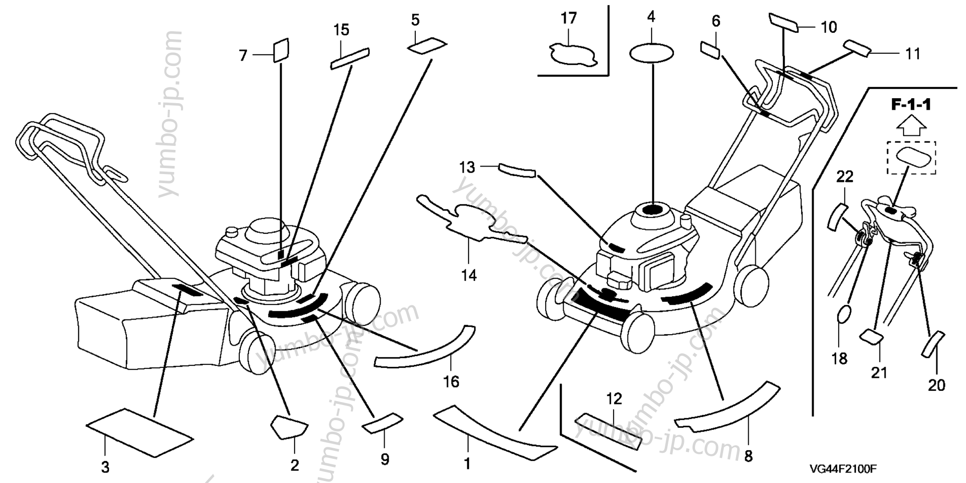 LABEL (2) for lawn mowers HONDA HRR216K3 VXA 