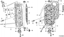 Головка блока цилиндров для стационарного двигателя HONDA BF225AK0 LA