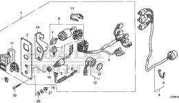 Панель управления / (1) для стационарного двигателя HONDA BF150A5 LA