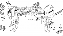 Эмблемы, наклейки для стационарного двигателя HONDA BF90DK2 LRTA