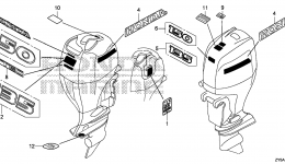 Эмблемы, наклейки для стационарного двигателя HONDA BF150AK2 LA