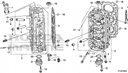 Головка блока цилиндров для стационарного двигателя HONDA BF175AK1 LA