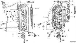 Головка блока цилиндров для стационарного двигателя HONDA BF200A4 XA